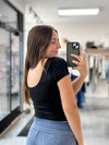 Doubled Lined Scoop Tee in Black