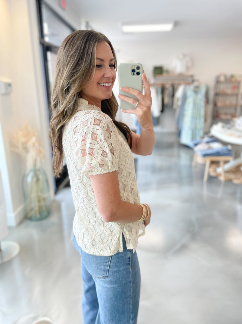 Avery Notch Neck Lace Top