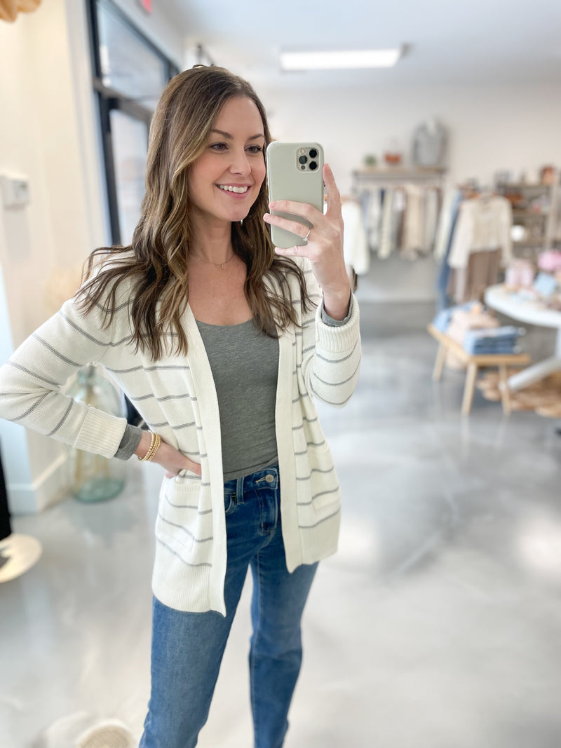 Isabel Striped Cardigan in Cream