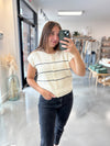 Asher Striped Button Front Top