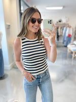 Navy Striped Knit Tank