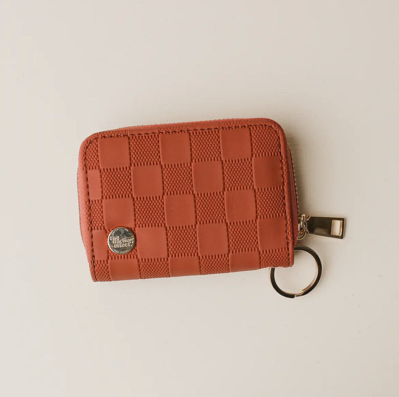 Zip Around Wallet in Cognac Check