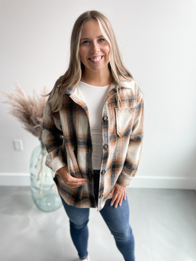 Campfire Shacket in Camel