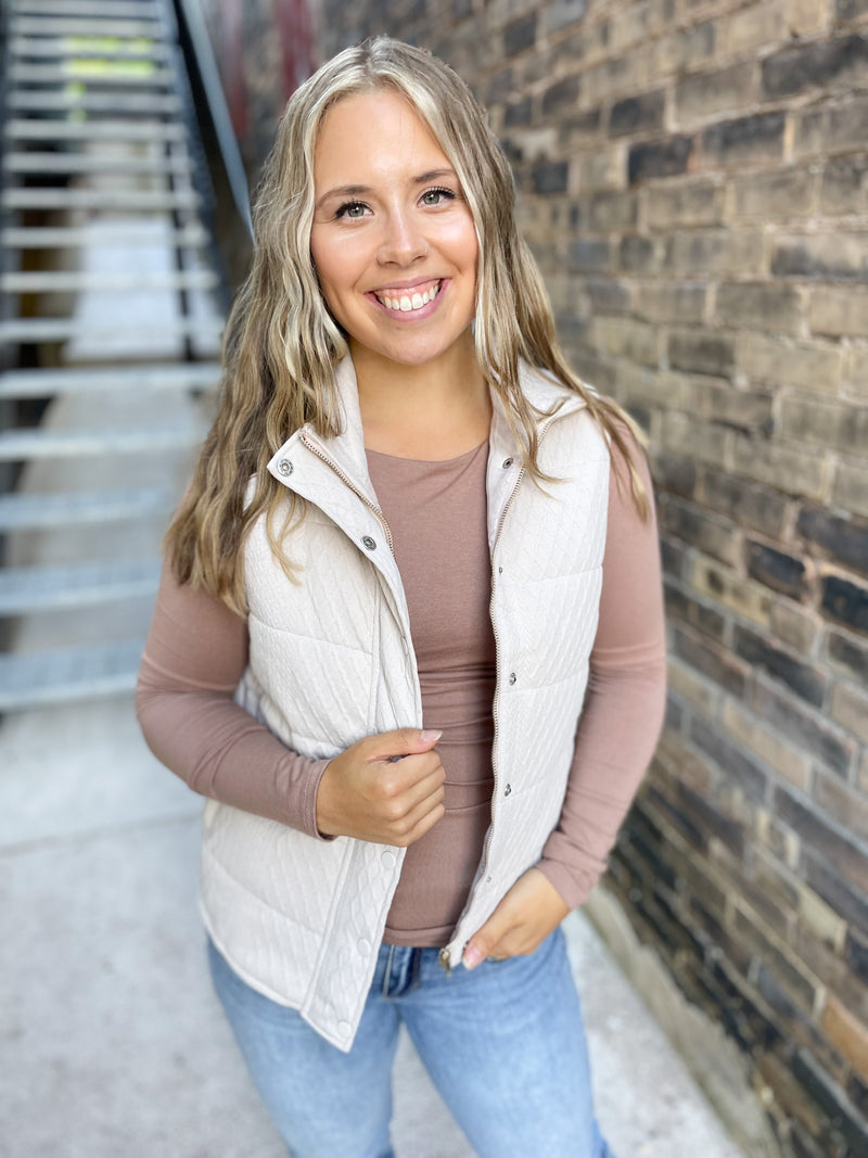 Cole Textured Vest in Cream