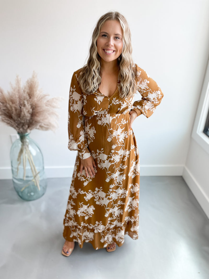 Harbor Floral Maxi Dress in Gold