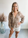Kenna Floral Blouse in Taupe