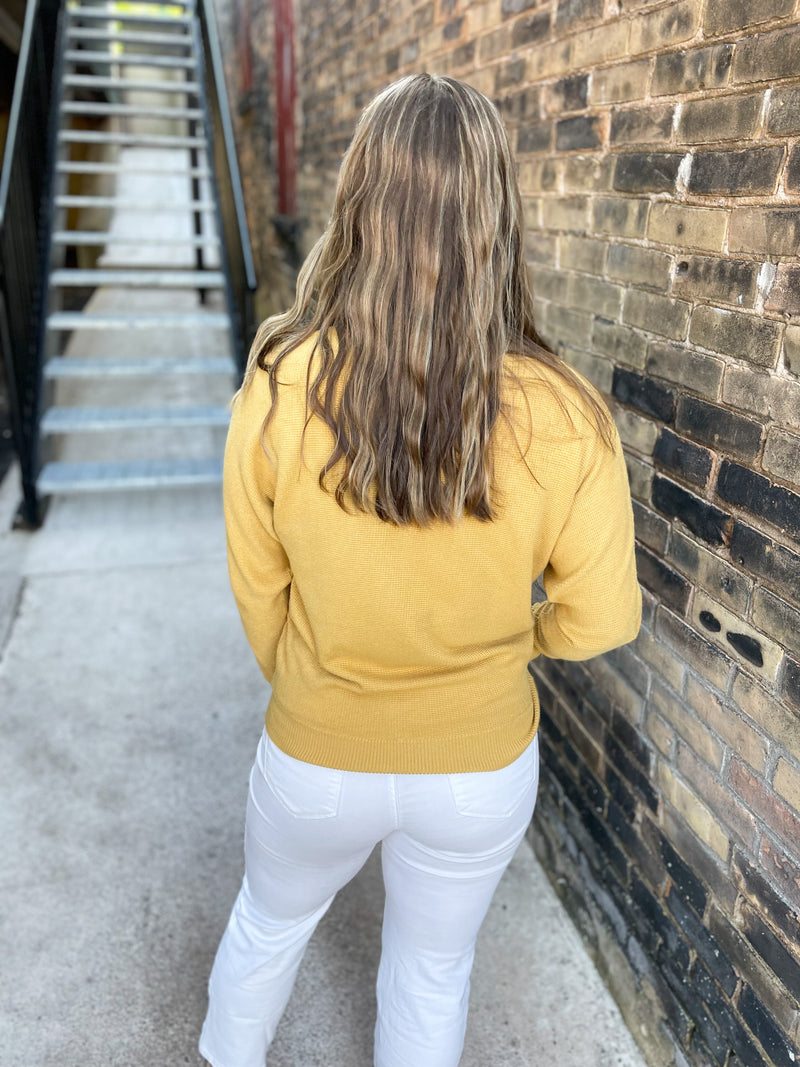 Favorite Waffle Sweater in Mustard