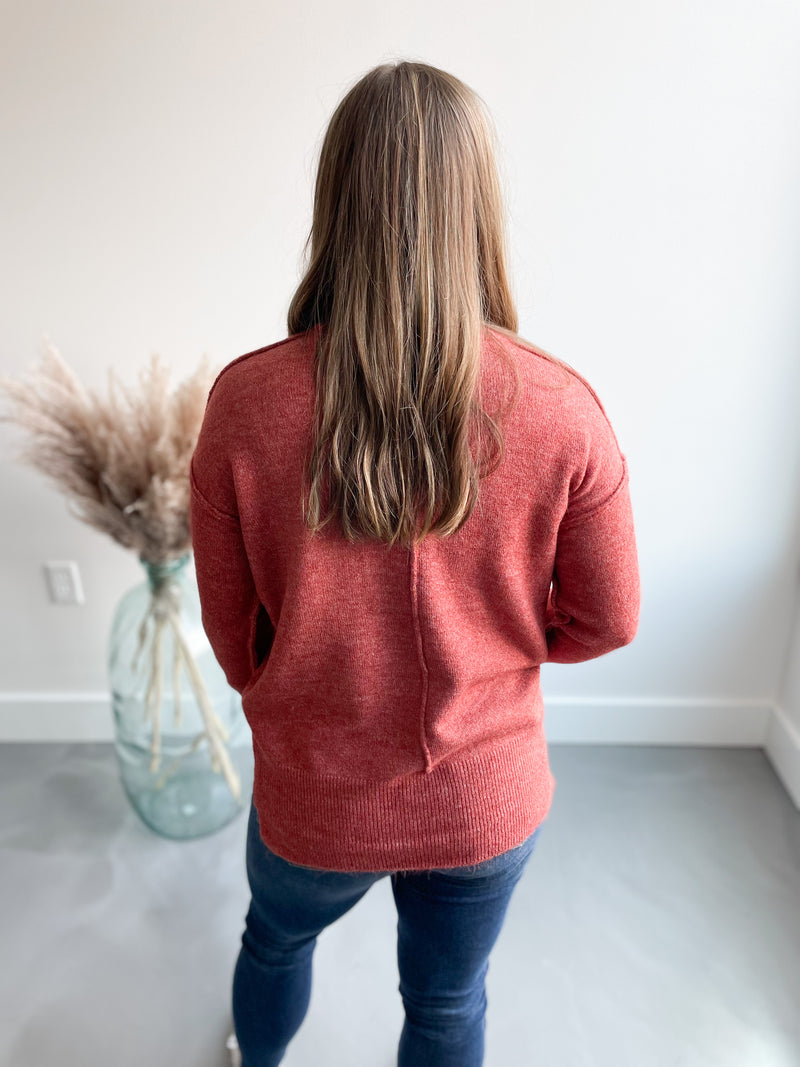 Bailey Pocket Sweater in Rust