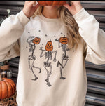 Pumpkin Skeleton Crewneck in Sand