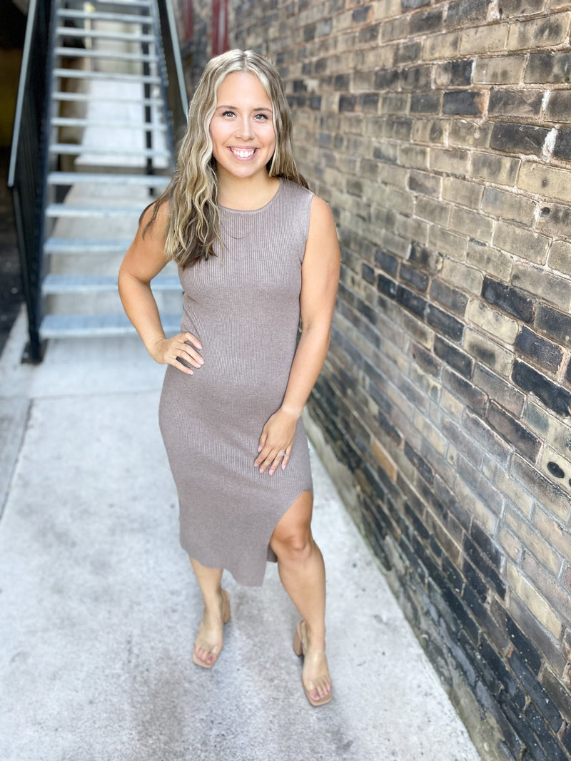 Gianna Sweater Dress in Mocha