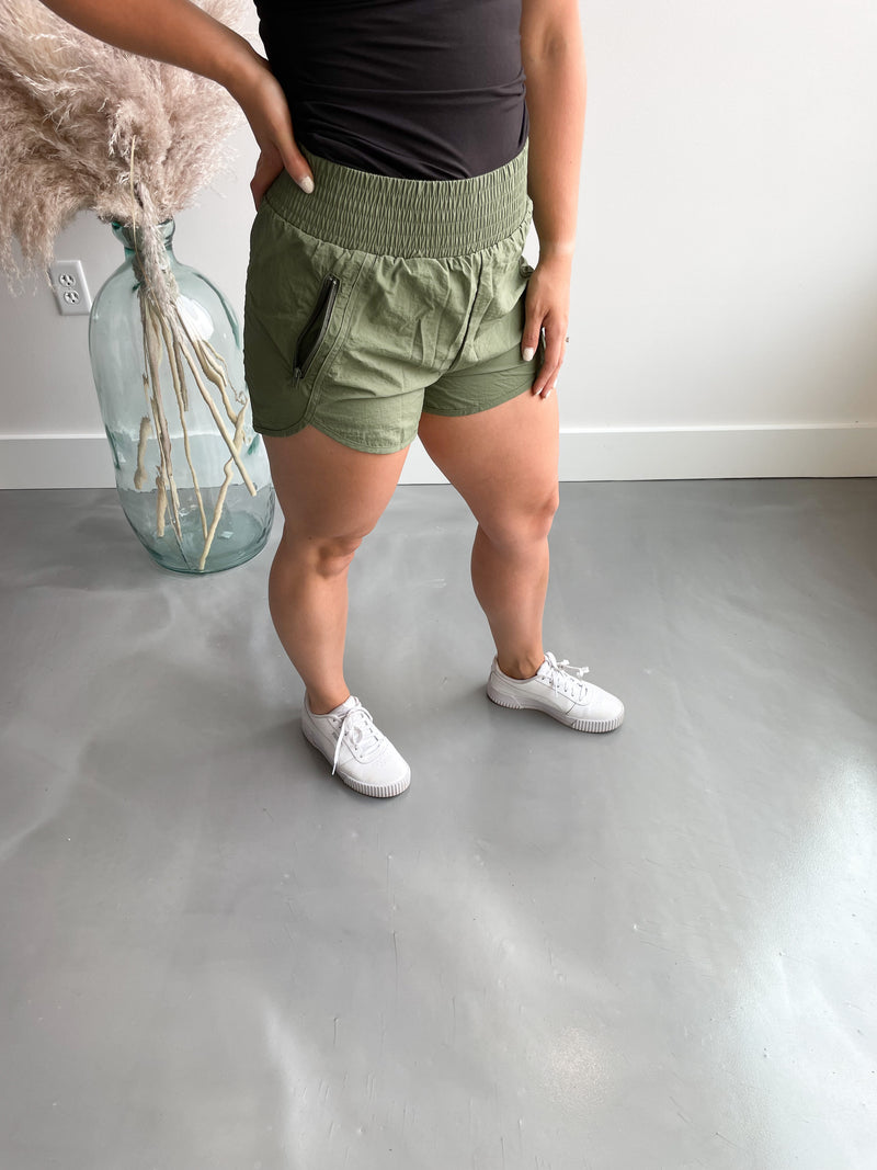 Right on Track Shorts in Olive
