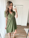 Everyday V Neck Dress in Olive