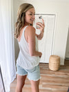 Vintage Washed Ribbed Tank in White