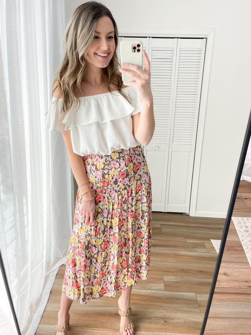 Maui Floral Midi Skirt