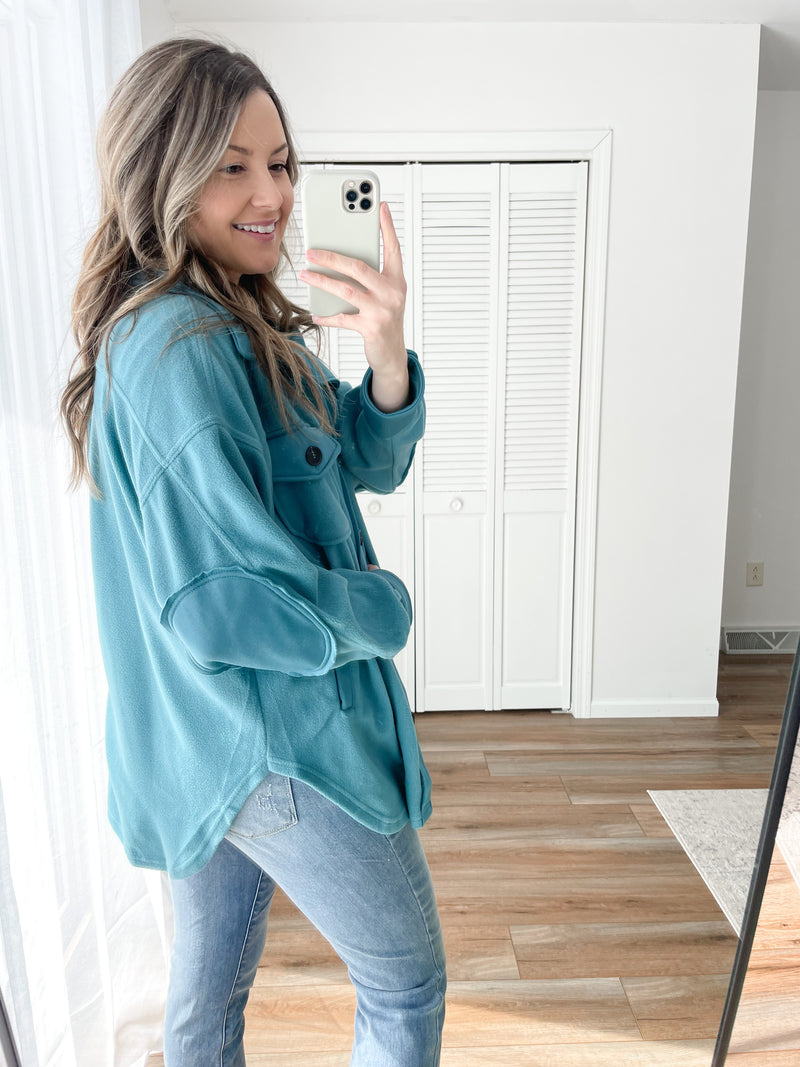 Teal Fleece Shacket