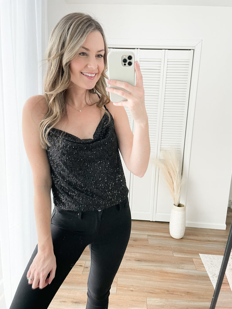 Sequin Cowl Bodysuit