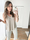 Vintage Washed Ribbed Tank in Oat