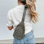 The Penelope Quilted Sling Bag in Sage