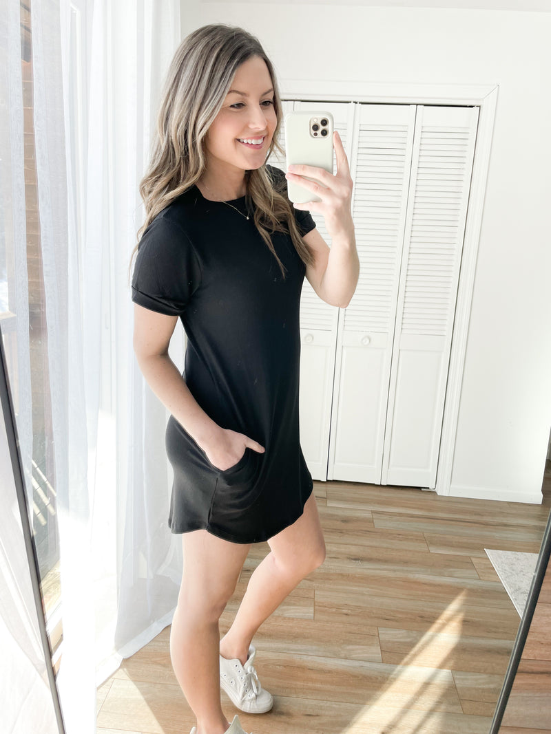 Everyday T-Shirt Dress in Black // DOW // Final Sale