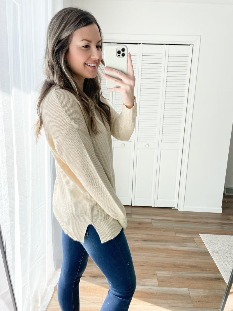 Boyfriend Crewneck Sweater in Oatmeal