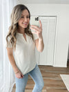 Notch Neck Waffle Tee in Vanilla