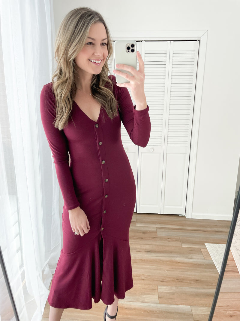 The Lia Dress in Merlot